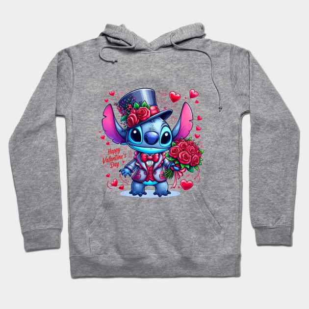 Valentines Day Stitch, Stitch Love Hoodie by BukovskyART